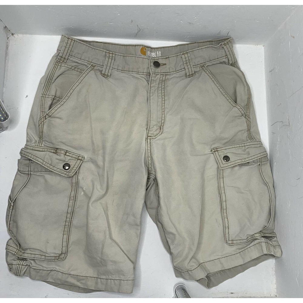 CARHARTT Relaxed Fit Khaki Cargo Shorts Size 34